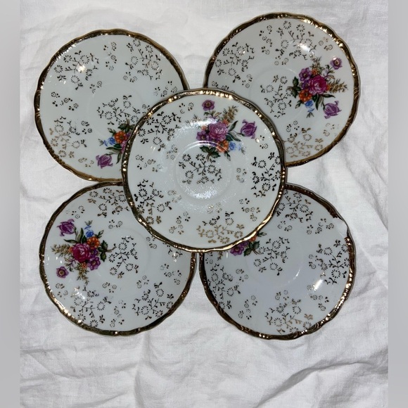 Japaneese 15 pieces fine china Tea Set‎ floral & gold Demitasse Set for 5 - Picture 7 of 16